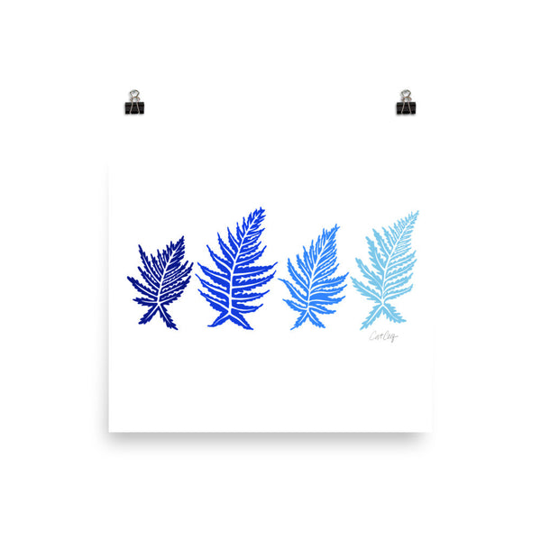 Inked Ferns – Blue Ombré Ink • Art Print