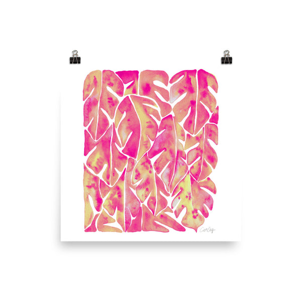 Split Leaf Philodendron – Pink Palette • Art Print