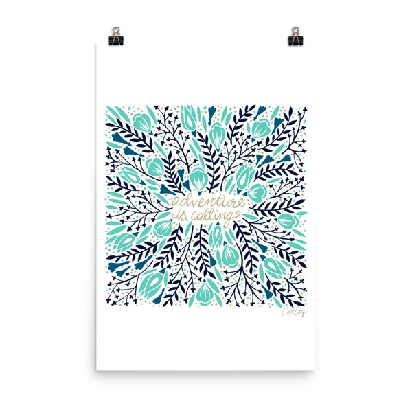 Adventure is Calling – Turquoise & Navy Palette • Art Print