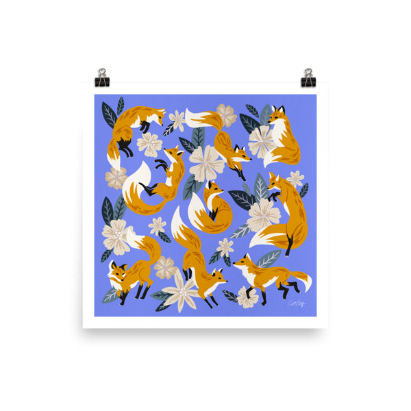 Foxes and Blooms - Blue