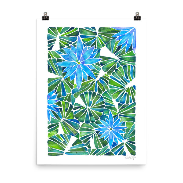 Water Lilies – Blue & Green Palette  •  Art Print