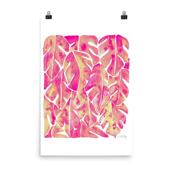 Split Leaf Philodendron – Pink Palette • Art Print