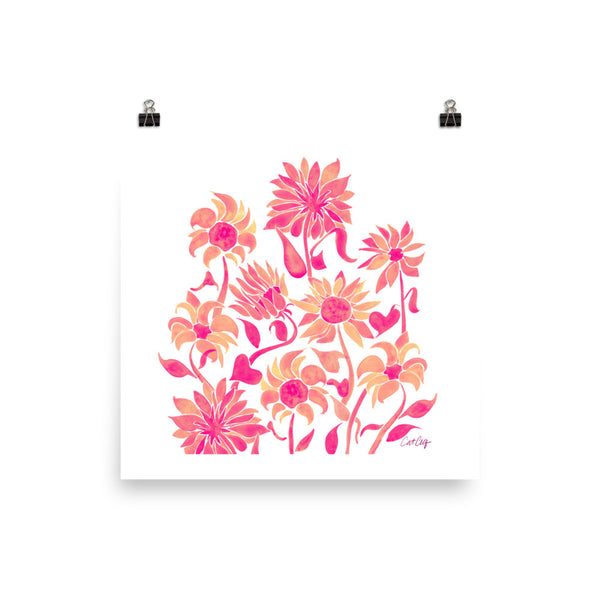 Sunflower Watercolor – Pink Palette • Art Print