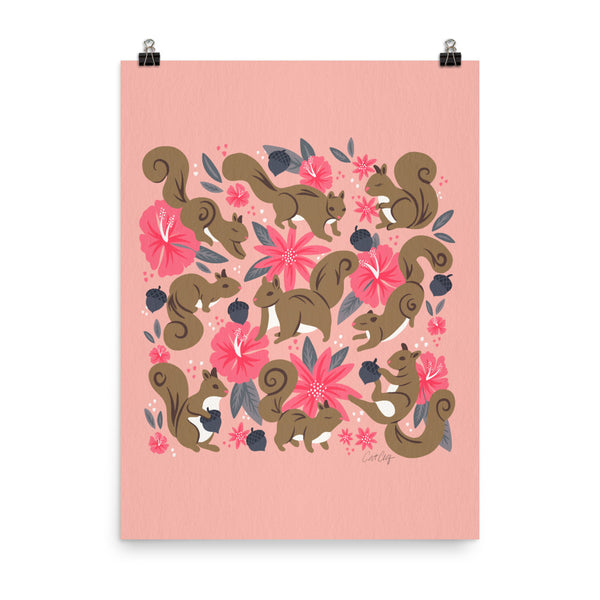 Squirrels & Blooms – Magenta & Denim