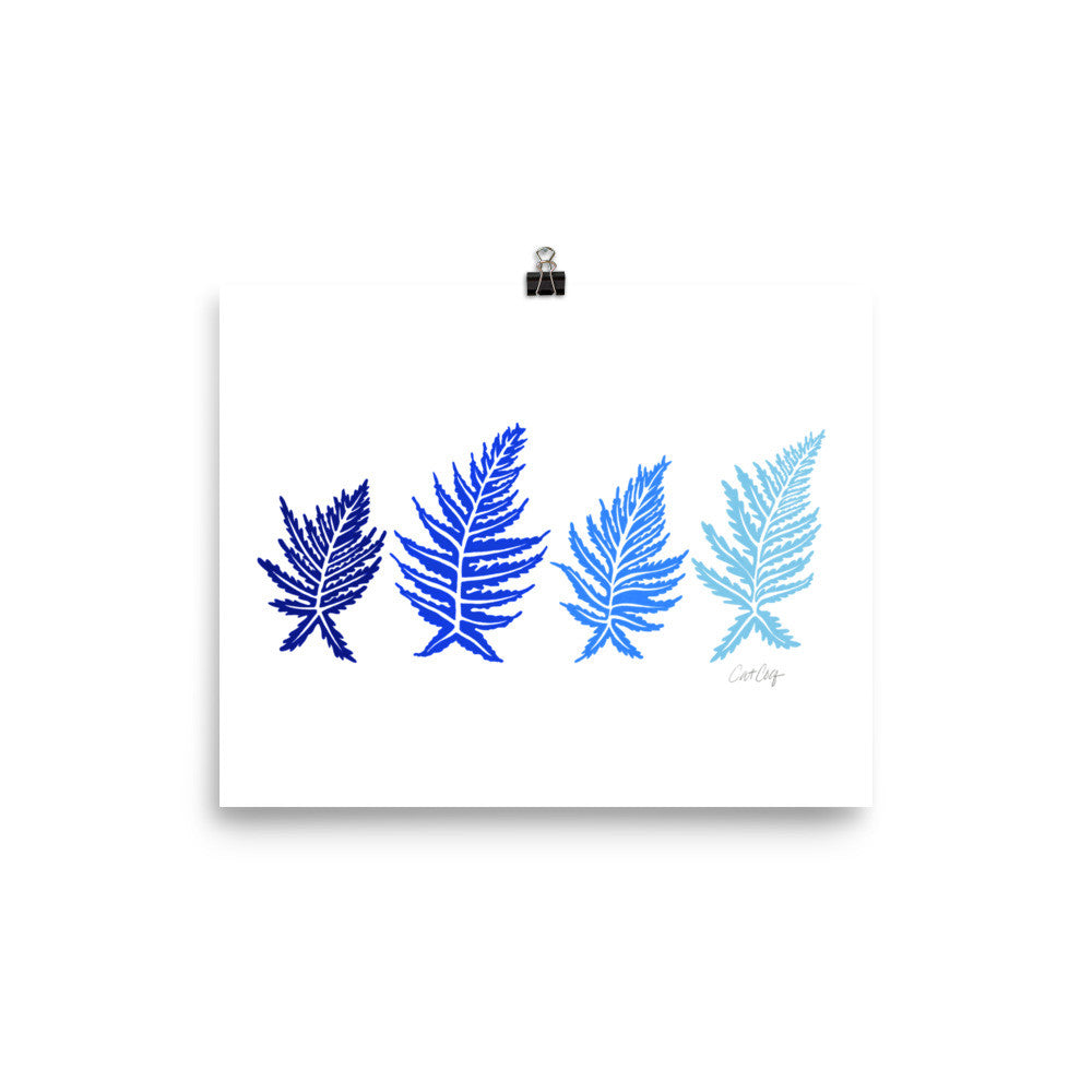 Inked Ferns – Blue Ombré Ink • Art Print