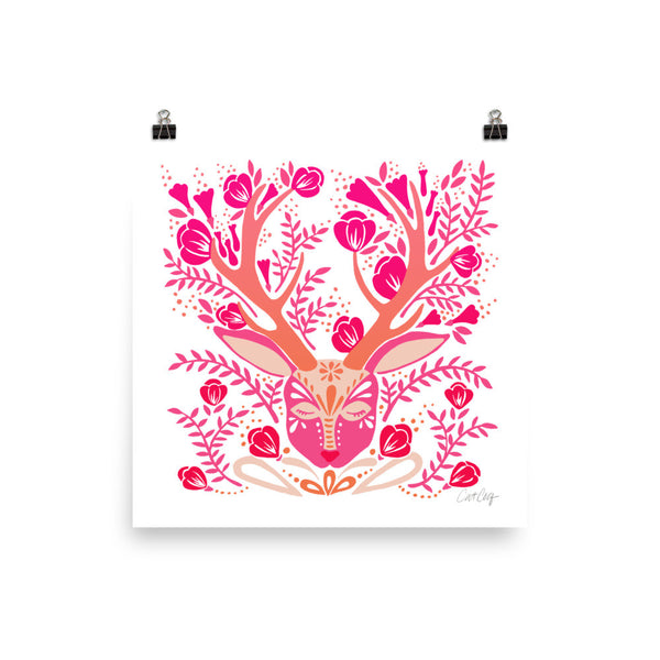 Floral Antlers – Pink Palette • Art Print