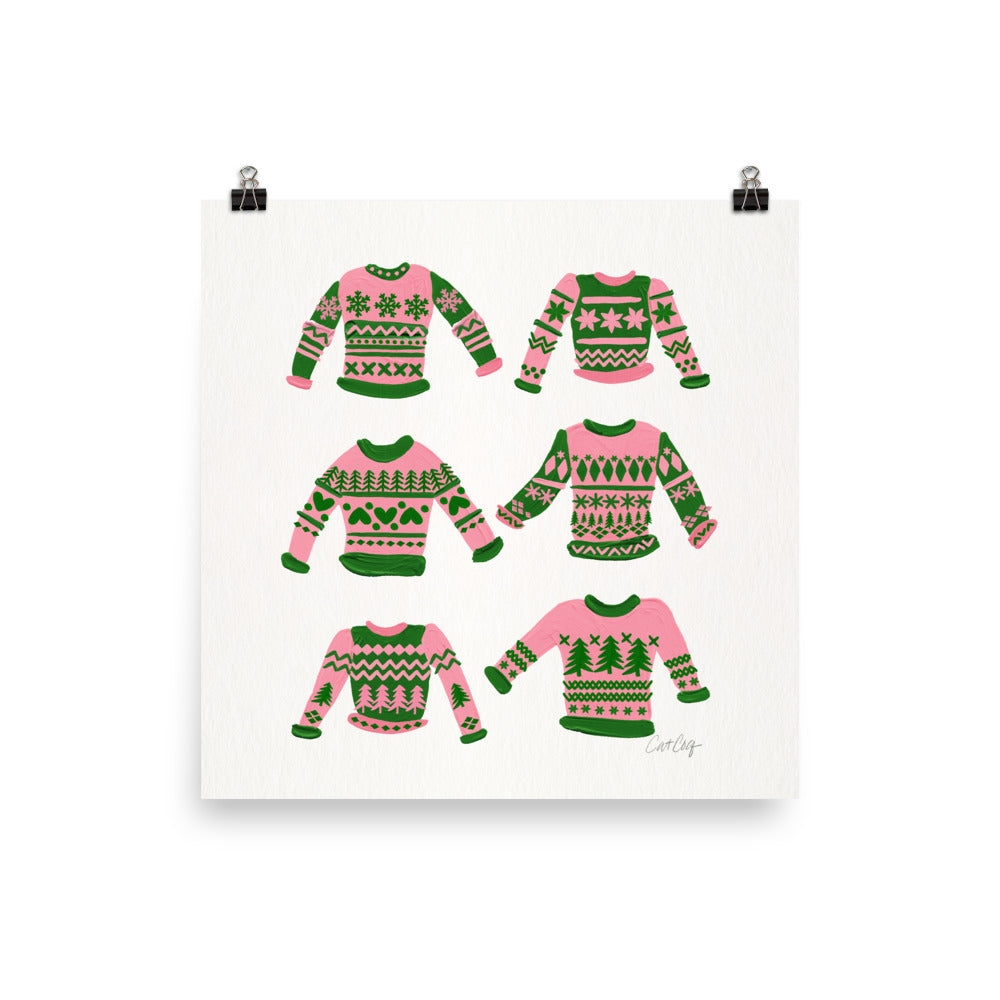 Christmas Sweaters - Pink Green