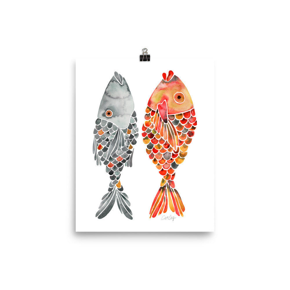 Indonesian Fish – Black & Orange Palette  •  Art Print