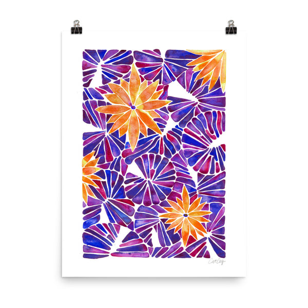 Water Lilies – Orange & Purple Palette  •  Art Print