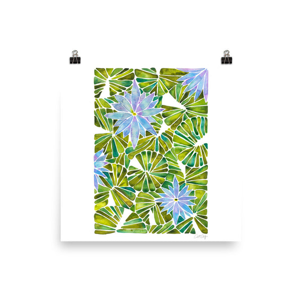 Water Lilies – Lavender & Green Palette  •  Art Print