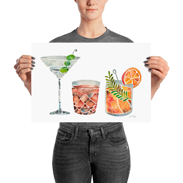 Classic Cocktails  – 1960s Watercolor Lineup • Art Print