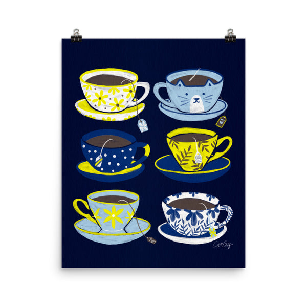 Tea Time - Navy and Yellow