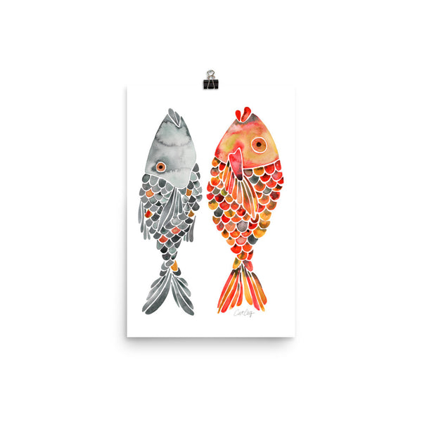 Indonesian Fish – Black & Orange Palette  •  Art Print