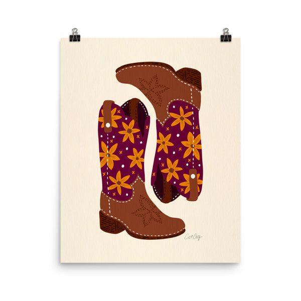 Cowgirl Boots – Fuchsia & Orange