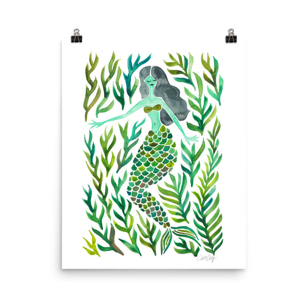 Kelp Forest Mermaid – Green Palette • Art Print