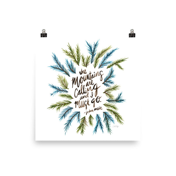 Mountains are Calling – Green Palette • Art Print