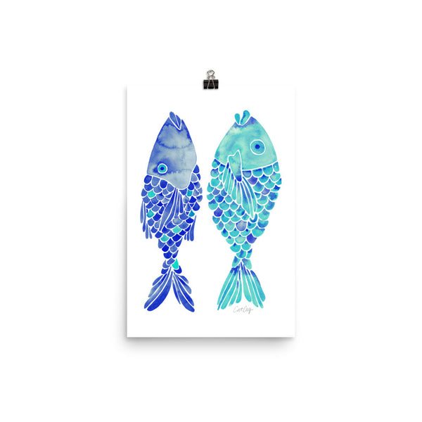 Indonesian Fish – Navy & Turquoise Palette • Art Print