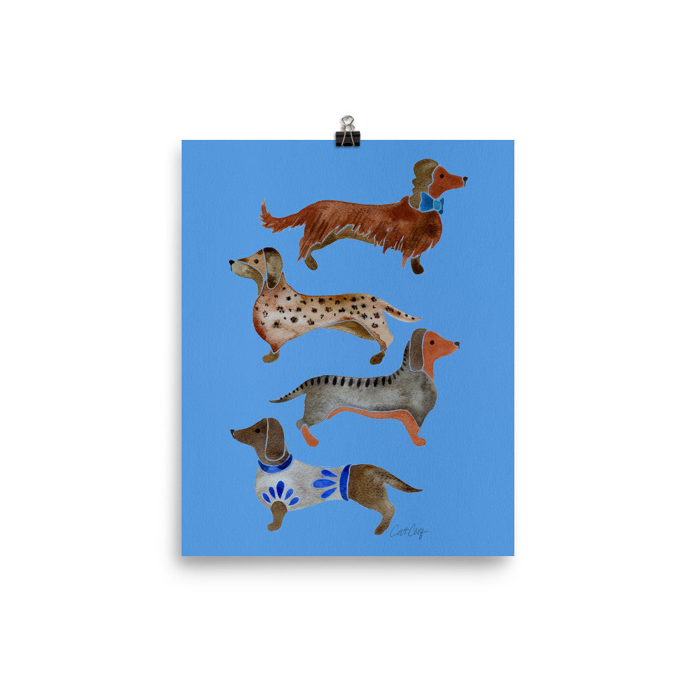 Dachshunds – Cornflower Blue Palette • Art Print