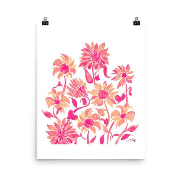 Sunflower Watercolor – Pink Palette • Art Print