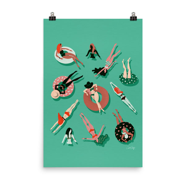 Swimming Ladies - Mint Red