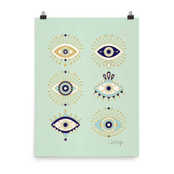 Evil Eyes – Mint Palette • Art Print