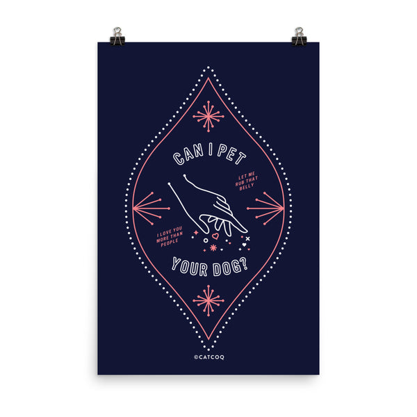 Can I Pet Your Dog – Navy & Blush Palette • Art Print