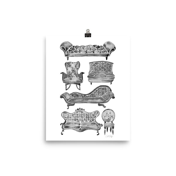 Victorian Lounge – Black Palette • Art Print