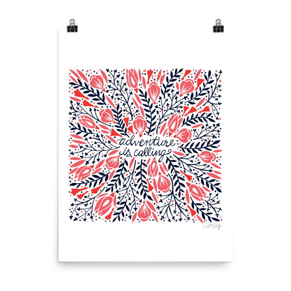Adventure is Calling – Red & Black Palette • Art Print