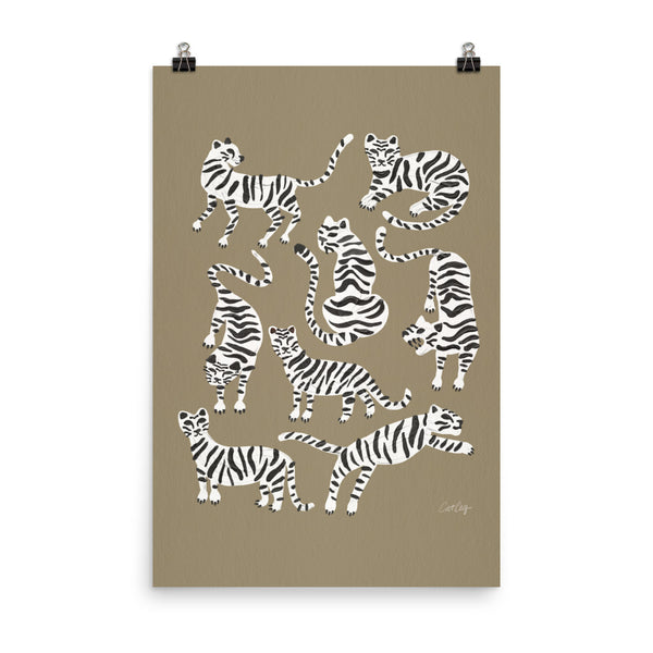 Tiger Collection - White on Taupe