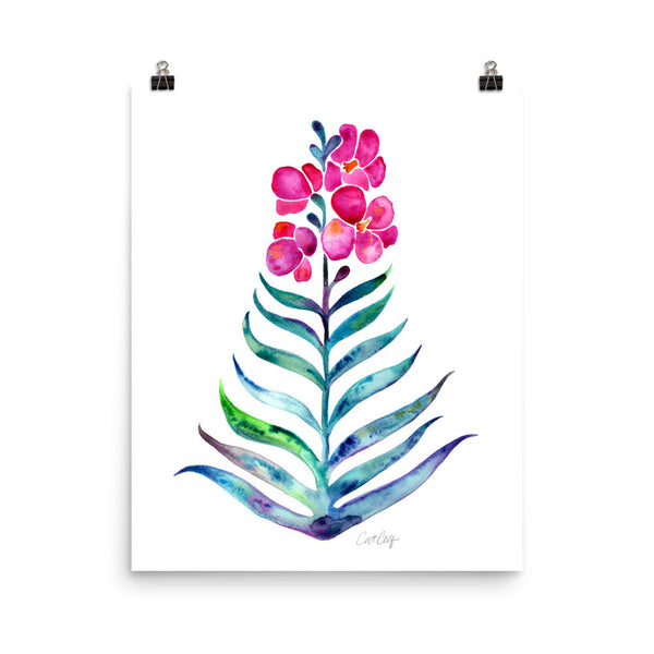 Orchid Bloom – Fuchsia & Indigo Palette • Art Print