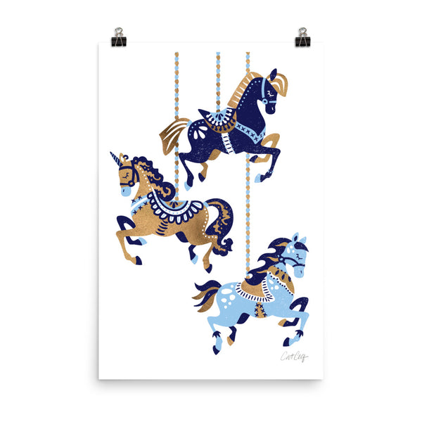 Carousel Horses - Copper Blue
