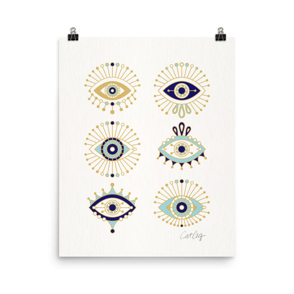 Evil Eyes – White Background • Art Print