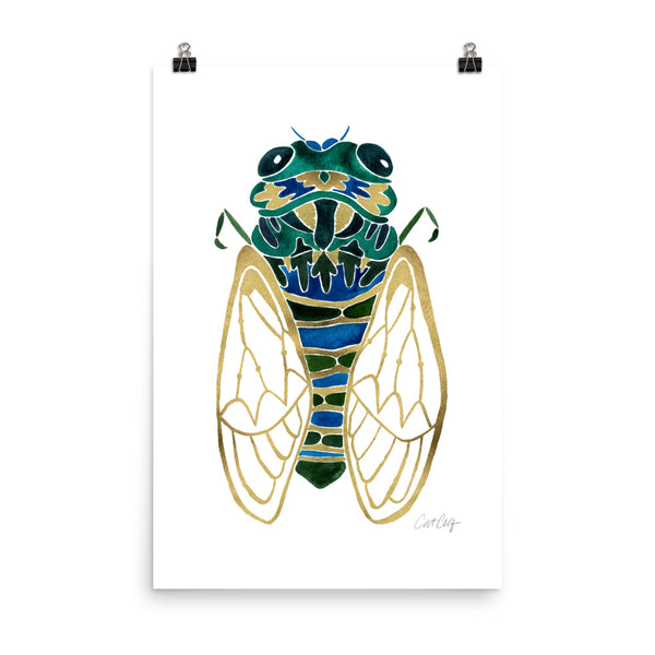 Cicada – Green & Gold Palette • Art Print
