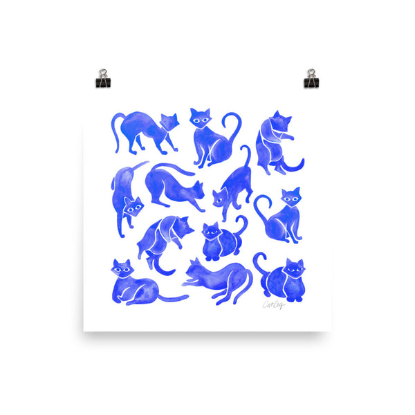 Cat Positions – Blue Palette • Art Print