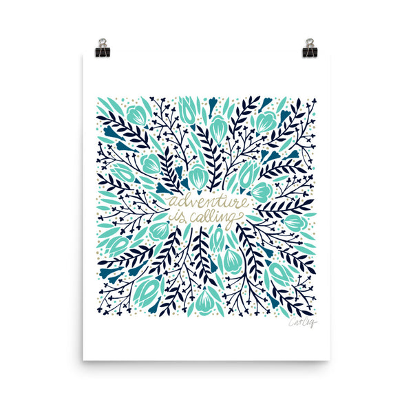 Adventure is Calling – Turquoise & Navy Palette • Art Print