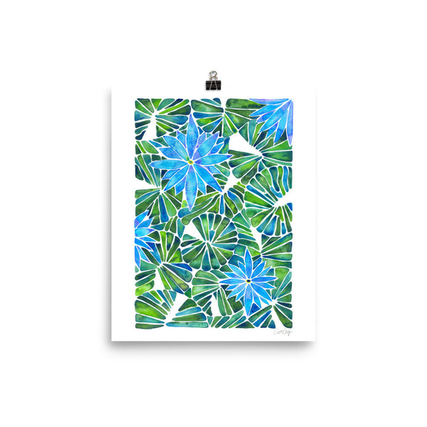 Water Lilies – Blue & Green Palette  •  Art Print