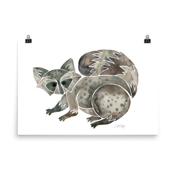 Raccoon – Warm Grey • Art Print