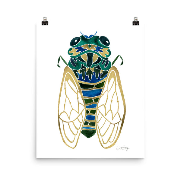 Cicada – Green & Gold Palette • Art Print