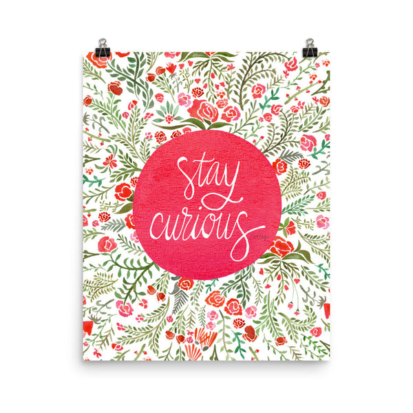 Stay Curious – Pink & Green Palette • Art Print