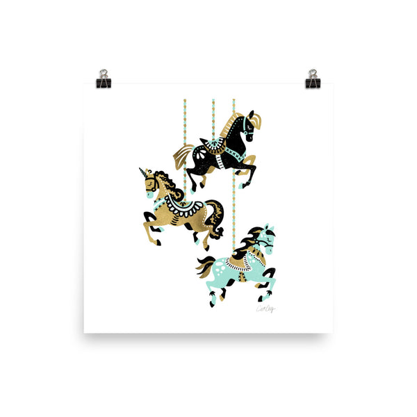 Carousel Horses - Mint Gold