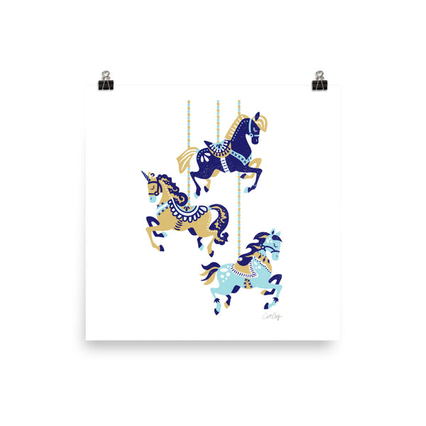 Carousel Horses - Navy Suede