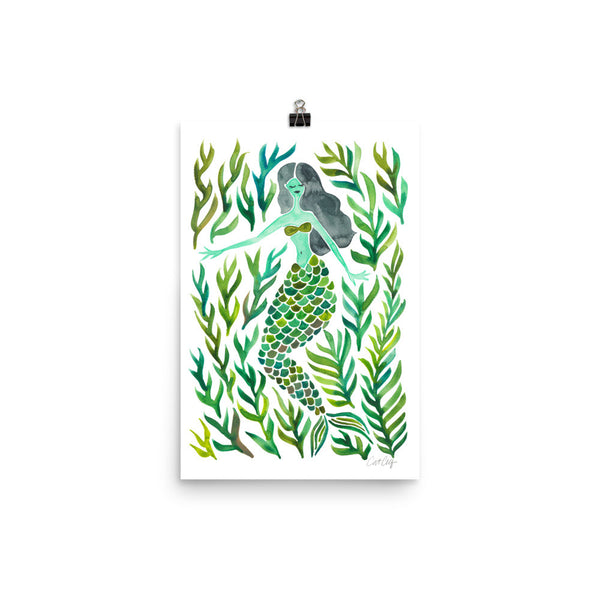 Kelp Forest Mermaid – Green Palette • Art Print