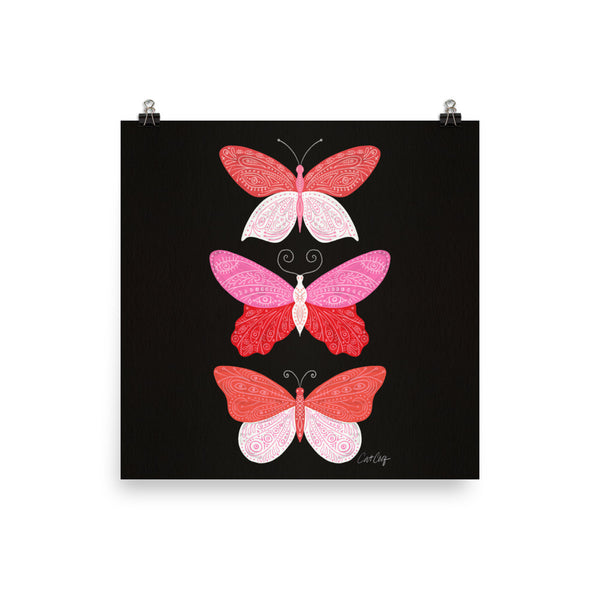 Tattooed Butterflies – Charcoal & Pink