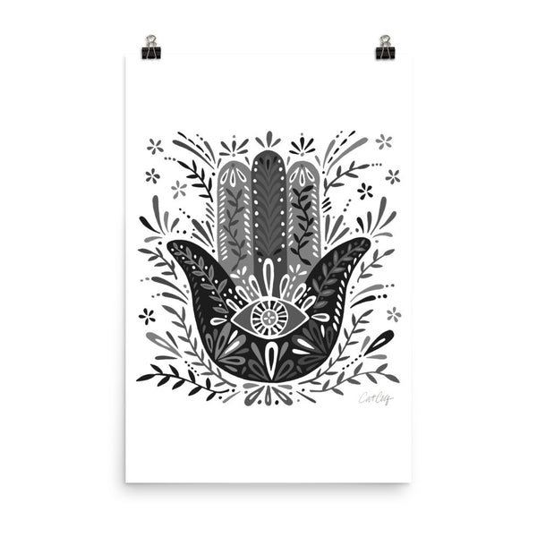 Hamsa Hand – Black Palette • Art Print