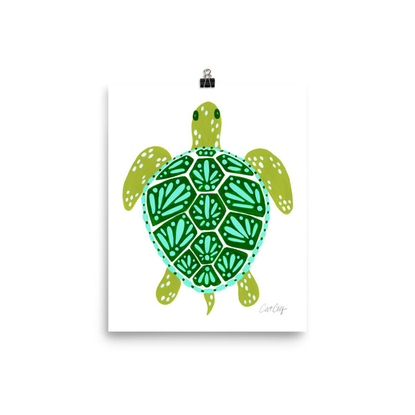 Sea Turtle – Green Palette  •  Art Print