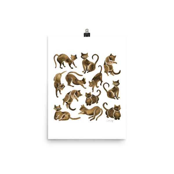 Cat Positions – Sepia Palette • Art Print