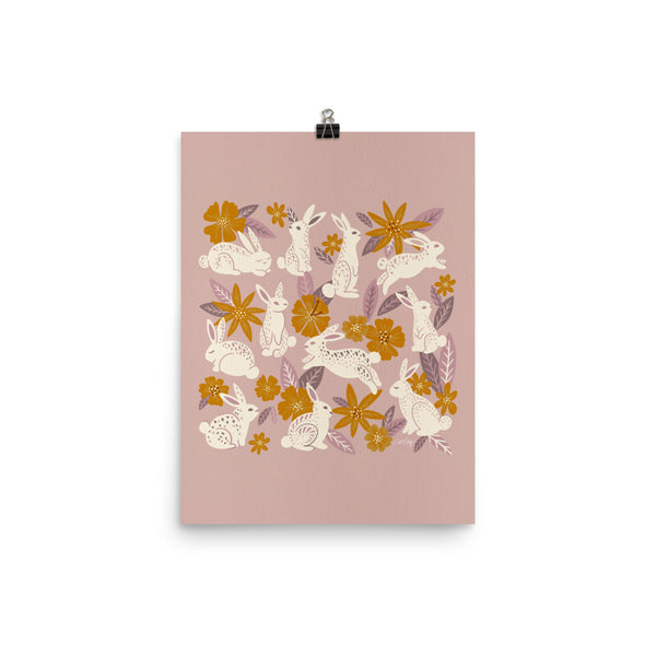 Bunnies and Blooms - Mauve Ochre