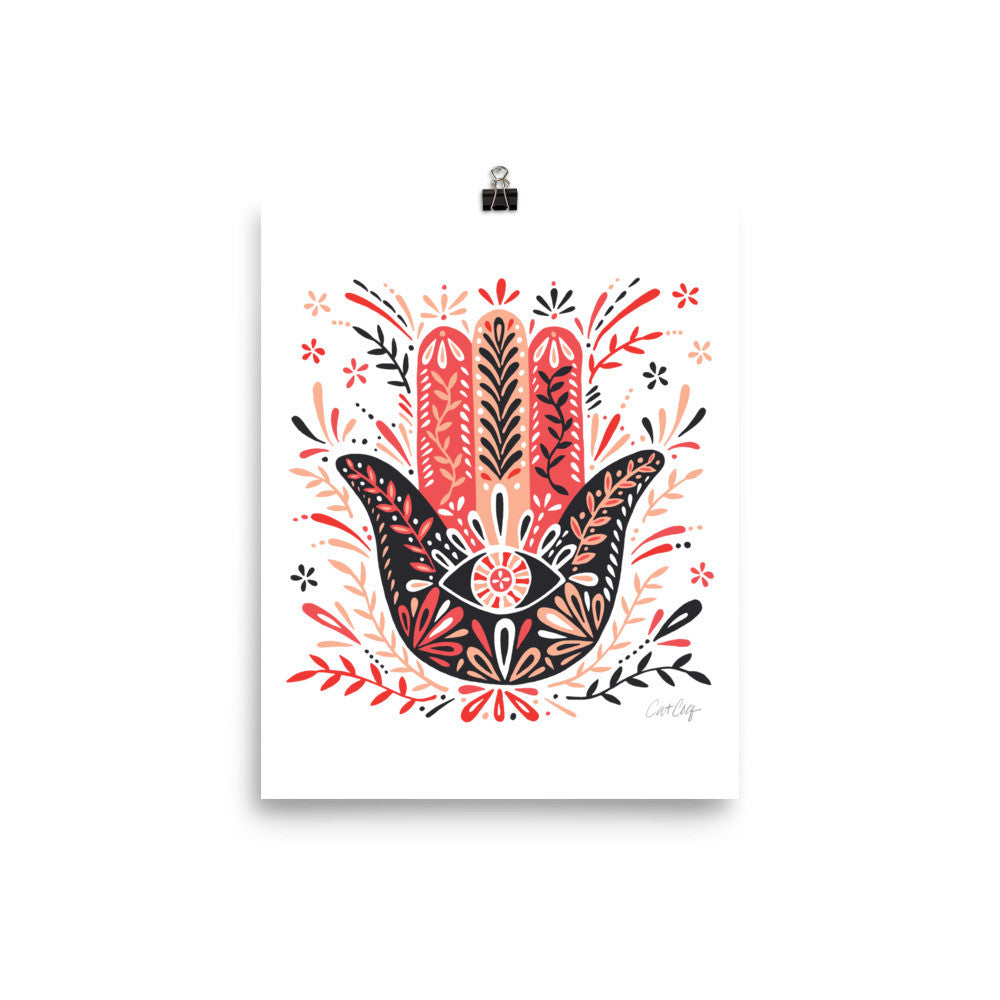 Hamsa Hand – Red & Black Palette • Art Print