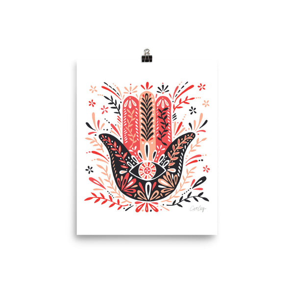 Hamsa Hand – Red & Black Palette • Art Print