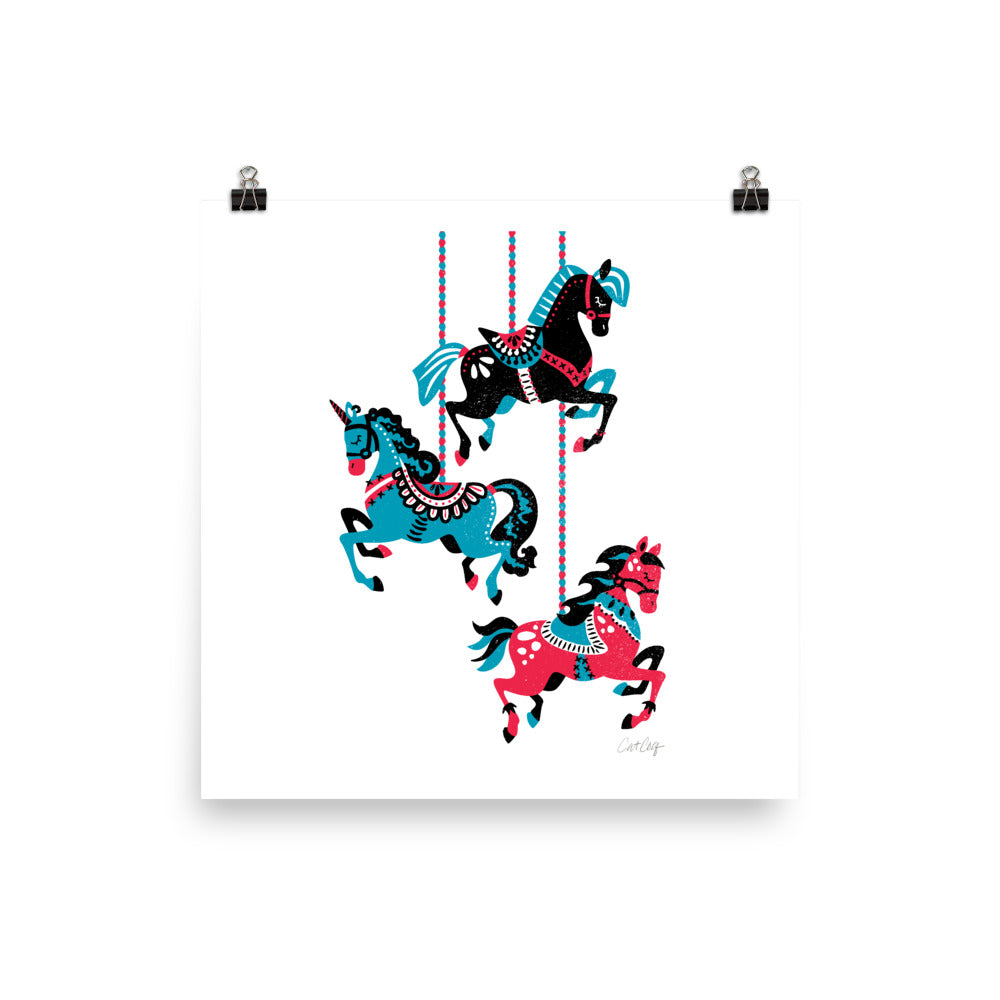 Carousel Horses - Teal Cherry